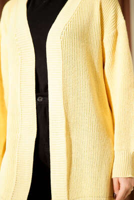 Pirinç Örgü Basic Triko Hırka Sarı - Hırka