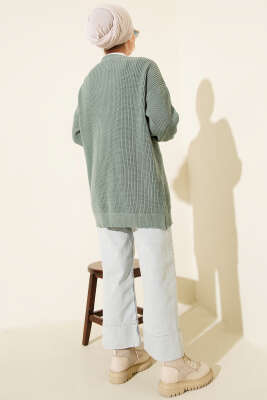 Pirinç Örgü Basic Triko Hırka Su Yeşili - Hırka