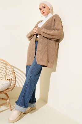 Pirinç Örgü Basic Triko Hırka Vizon - Hırka