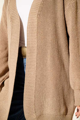 Pirinç Örgü Basic Triko Hırka Vizon - Hırka