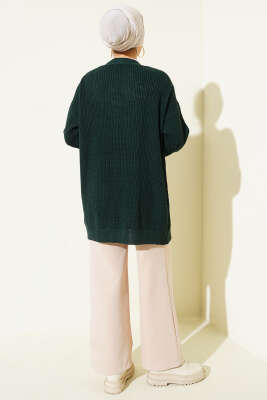 Pirinç Örgü Basic Triko Hırka Zümrüt - Hırka