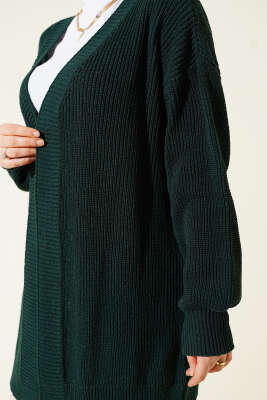 Pirinç Örgü Basic Triko Hırka Zümrüt - Hırka