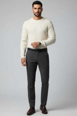 Pirinç Örgü Erkek Triko Kazak Bej - BETEKS