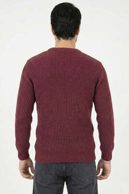 Pirinç Örgü Erkek Triko Kazak Burgonya - Yeni Erkek Giyim