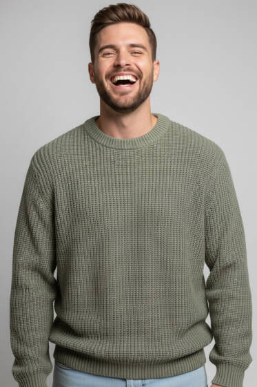 Pirinç Örgü Erkek Triko Kazak Çağla Yeşili - Yeni Erkek Giyim