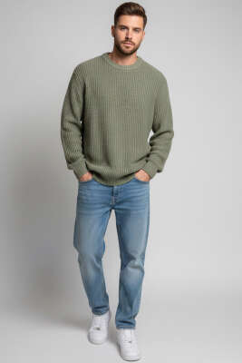 Pirinç Örgü Erkek Triko Kazak Çağla Yeşili - Yeni Erkek Giyim