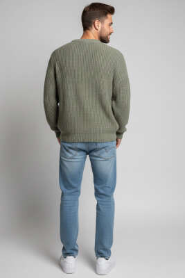 Pirinç Örgü Erkek Triko Kazak Çağla Yeşili - Yeni Erkek Giyim