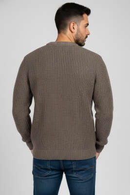 Pirinç Örgü Erkek Triko Kazak Vizon - Yeni Erkek Giyim