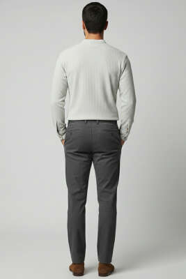 Pirinç Örgü Hakim Yaka Erkek Gömlek Gri - Erkek Sweatshirt