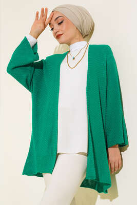 Pirinç Örgü Yarasa Kol Hırka Benetton - Triko Hırka