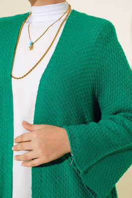 Pirinç Örgü Yarasa Kol Hırka Benetton - Triko Hırka