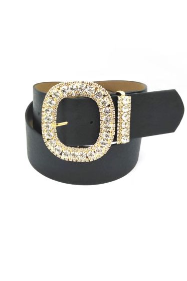 Pırlanta Taş İşleme Tokalı Siyah Kemer - Deri Kemer