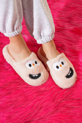 Pofuduk Detaylı Kadın Terlik Pudra - ALMİNA