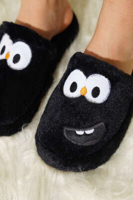 Pofuduk Detaylı Kadın Terlik Siyah - Terlik