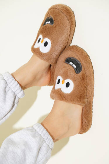 Pofuduk Detaylı Kadın Terlik Taba - Terlik