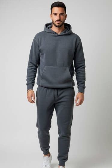 Polar Kapüşonlu Erkek Eşofman Takımı Antrasit - ERKEK İKİLİ TAKIM