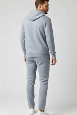 Polar Kapüşonlu Erkek Eşofman Takımı Gri - ERKEK İKİLİ TAKIM