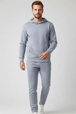 Polar Kapüşonlu Erkek Eşofman Takımı Gri - BY MAMİ