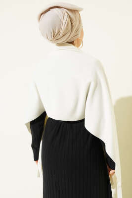 Polar Püsküllü Omuz Şalı Ekru - Omuz Şalı