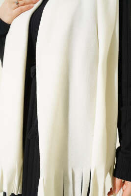 Polar Püsküllü Omuz Şalı Ekru - Omuz Şalı