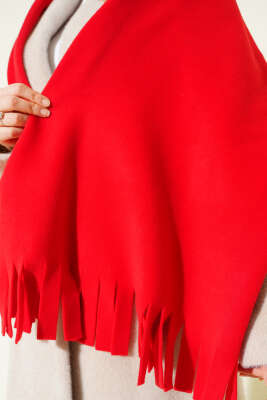 Polar Püsküllü Omuz Şalı Kırmızı - Omuz Şalı