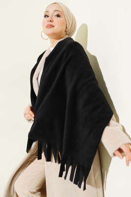 Polar Püsküllü Omuz Şalı Siyah - SAS