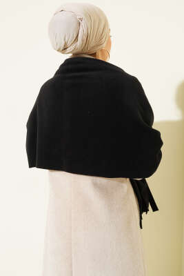 Polar Püsküllü Omuz Şalı Siyah - Omuz Şalı