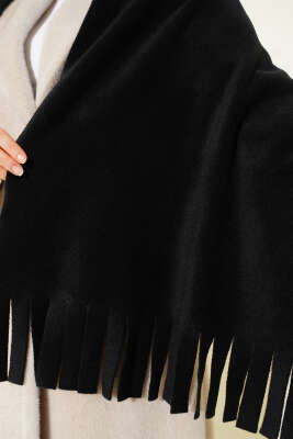 Polar Püsküllü Omuz Şalı Siyah - Omuz Şalı