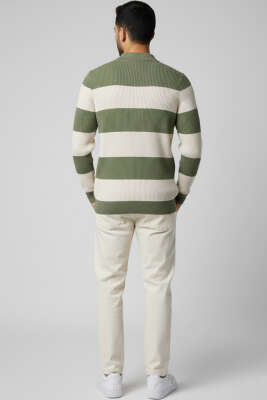 Polo Açık Yaka Erkek Triko Kazak Çağla Yeşili - Yeni Erkek Giyim