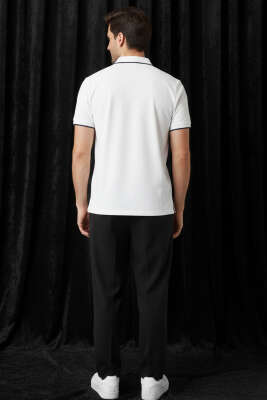 Polo Gizli Fermuarlı Erkek T-shirt Ekru - Erkek T-shirt