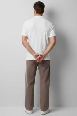 Polo Yaka Arma Detaylı Erkek T-shirt Beyaz - Erkek T-shirt