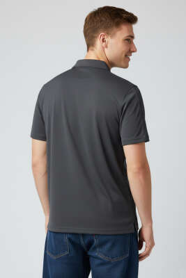 Polo Yaka Armalı Erkek T-shirt Antrasit - Erkek Polo Yaka Tişört