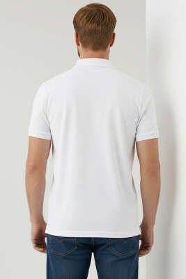 Polo Yaka Armalı Erkek T-shirt Beyaz - Erkek T-shirt