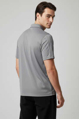 Polo Yaka Armalı Erkek T-shirt Füme - Erkek T-shirt