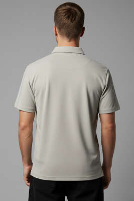 Polo Yaka Armalı Erkek T-shirt Gri - Erkek Polo Yaka Tişört