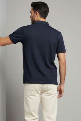 Polo Yaka Armalı Erkek T-shirt Lacivert - Erkek T-shirt