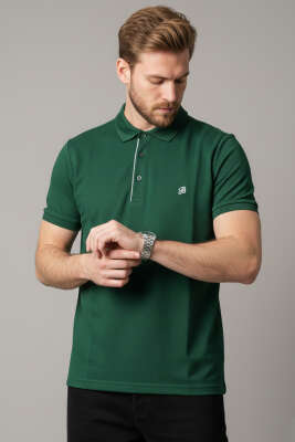 Polo Yaka Armalı Erkek T-shirt Nefti 