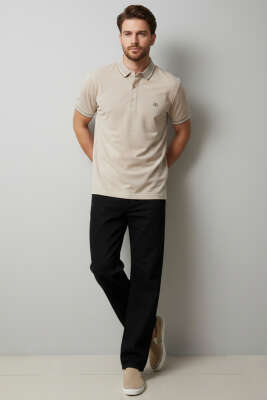 Polo Yaka Çıtçıtlı Erkek T-shirt Bej - Erkek T-shirt