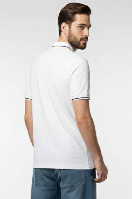 Polo Yaka Çıtçıtlı Erkek T-shirt Beyaz - Beyaz Polo Yaka Tişört