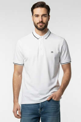 Polo Yaka Çıtçıtlı Erkek T-shirt Beyaz 