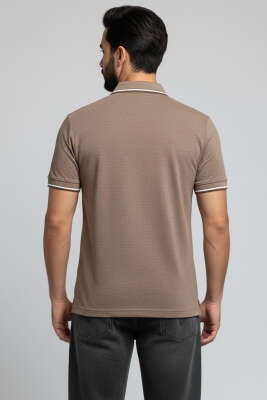 Polo Yaka Çıtçıtlı Erkek T-shirt Kahve - Erkek Polo Yaka Tişört