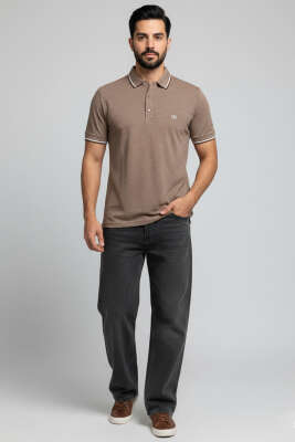 Polo Yaka Çıtçıtlı Erkek T-shirt Kahve - Erkek T-shirt