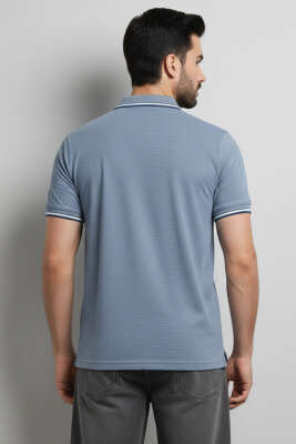 Polo Yaka Çıtçıtlı Erkek T-shirt Mavi - Erkek Mavi Tişört