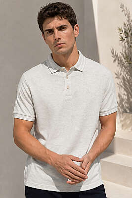 Polo Yaka Çizgili Erkek T-shirt Yeşil 