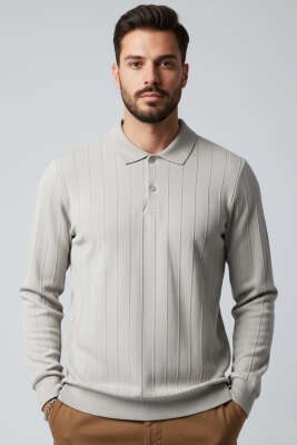 Polo Yaka Dikişli Kazak Gri - WİPEOUT