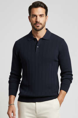 Polo Yaka Dikişli Kazak Lacivert - WİPEOUT