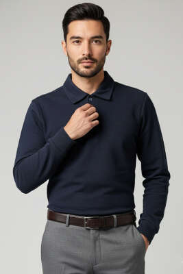 Polo Yaka Düğmeli Erkek Sweatshirt Parlement 