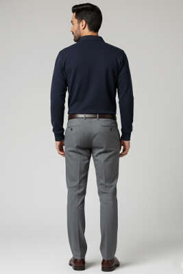 Polo Yaka Düğmeli Erkek Sweatshirt Parlement - Erkek Sweatshirt