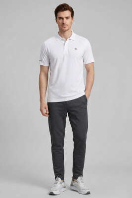 Polo Yaka Düğmeli Erkek T-shirt Beyaz - Erkek T-shirt