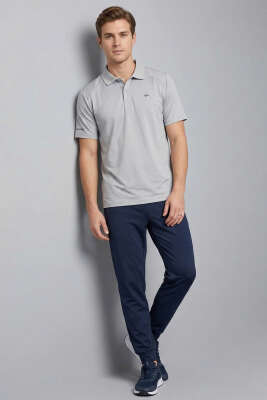 Polo Yaka Düğmeli Erkek T-shirt Gri - Yılın Fırsatı